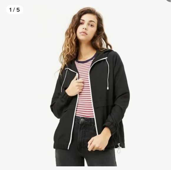 Forever 21 Jackets & Blazers - Forever 21 Black Rompe Vientos Jacket With Details of Adjustment to Sides